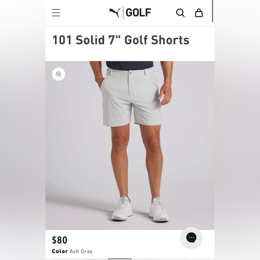 Puma 101 Solid 7” Golf Shorts 34W Ash Gray